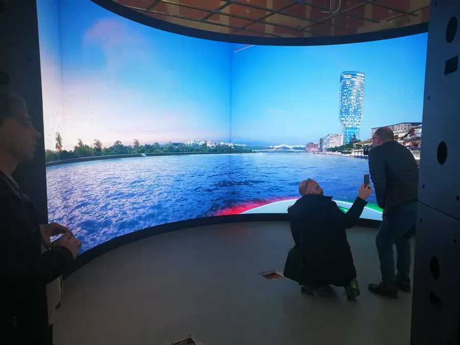Curved custom LED video wall installation